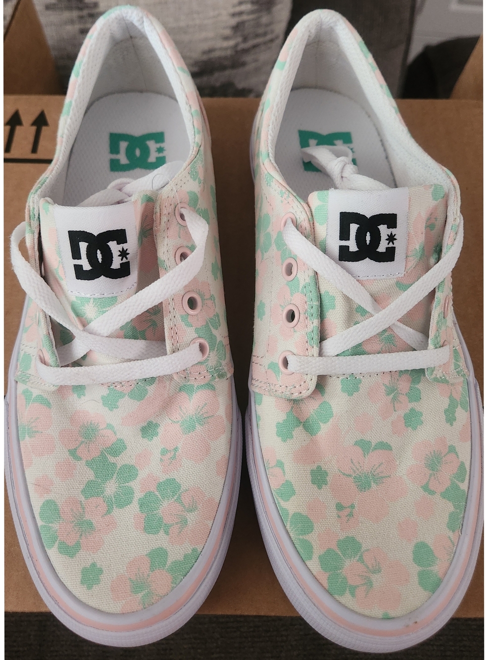 DC Trace Kids Floral Canvas Sneakers in Pink & Mint